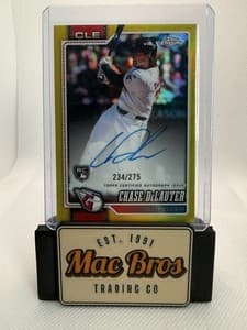 2026 Topps Chrome Chase DeLauter RC Auto RA-CD True Yellow Refractor /275 view 1