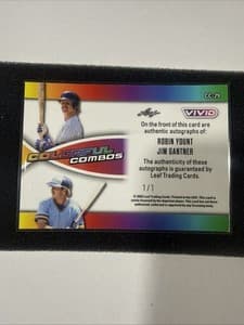 Robin Yount / Jim Gantner 2025 Leaf Vivid Colorful Combos Gold Vinyl Auto #1/1 view 2