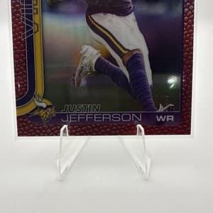 JUSTIN JEFFERSON 2025 Topps Chrome Football Leather Red Refractor /5 Vikings view 4