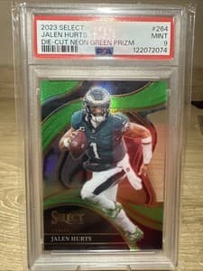 2023 Panini Select - Club Level Jalen Hurts #264 Neon Green Prizm Die-Cut /499 view 1