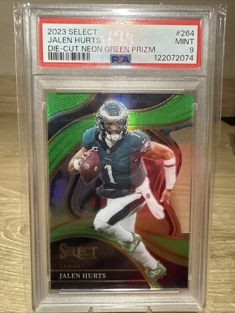 2023 Panini Select - Club Level Jalen Hurts #264 Neon Green Prizm Die-Cut /499
