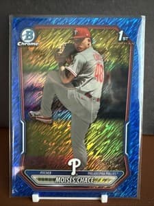 2026 Bowman Chrome Moises Chace Blue Shimmer Refractor /150 Phillies 1st #BCP-36 view 1