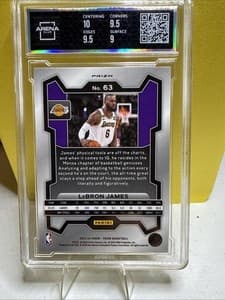 Lebron James 2023-24 Panini Prizm Green #63 Lakers Card Graded Arena Club 9.5 view 2