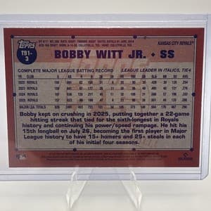 2026 Topps Series 1 - 1991 Topps Baseball Bobby Witt Jr. #T91-3 Black /10 view 6