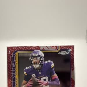 JUSTIN JEFFERSON 2025 Topps Chrome Football Leather Red Refractor /5 Vikings view 3