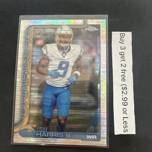 2025 Topps Chrome Pulsar Refractor #338 Tre Harris III LA Chargers Rookie RC view 1