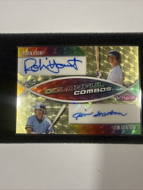 Robin Yount / Jim Gantner 2025 Leaf Vivid Colorful Combos Gold Vinyl Auto #1/1